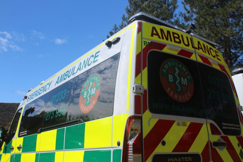 BM Ambulance Service private patient transfer ambulance used for non-emergency patient transport in Kent