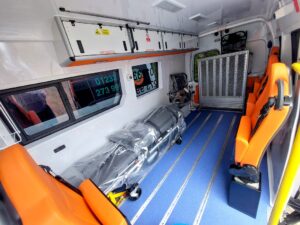 The inside of one of our patient transport ambulances for London and the South