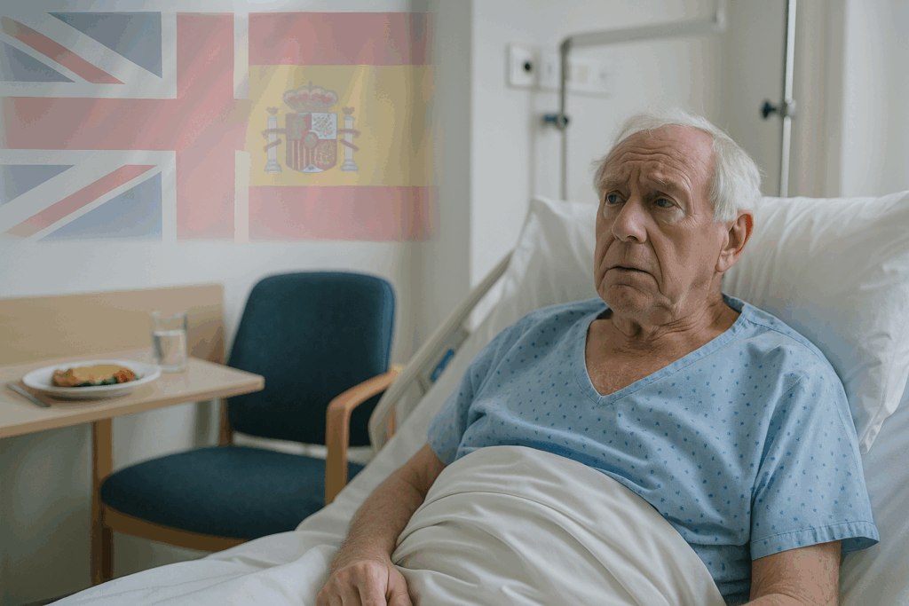 Hospital care in Spain for British expats showing unattended patient in hospital bed