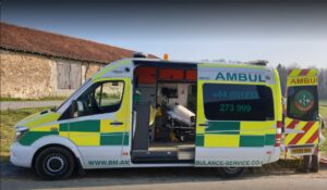 BM Ambulance Mercedes repatriation vehicle parked and ready for patient transport