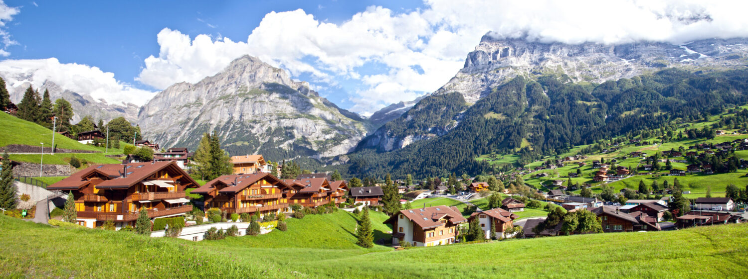 View of Swiss landscape with alpine roads used for private medical repatriation to the UK