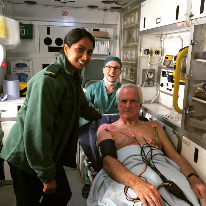Paramedics and Patient Scene Filmed Inside Ambulance for TV Production